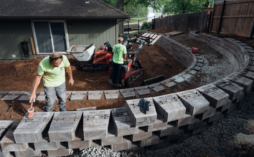 Gallery photos for Backyard Transformation with Tiered Retaining Walls: Image #1